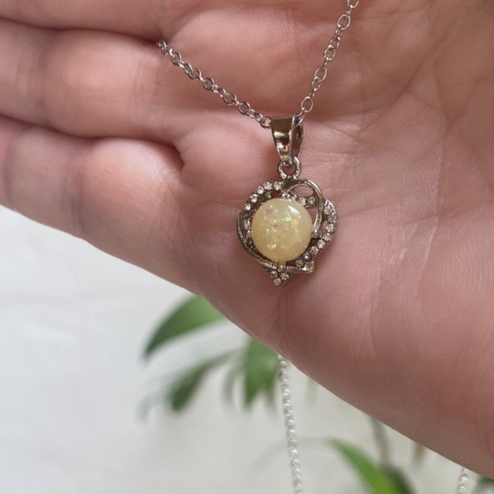 Elegant Silver Opal Pendant Necklace